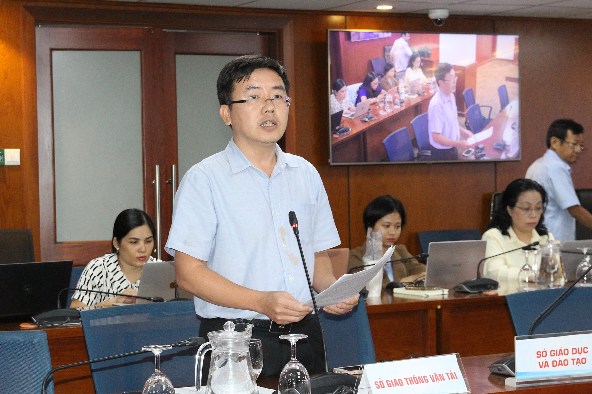 Đồng chí Ngô Hải Đường, Trưởng Phòng Khai thác hạ tầng giao thông đường bộ, Sở GTVT TP. Hồ Chí Minh tại buổi họp báo (Ảnh: H.H).